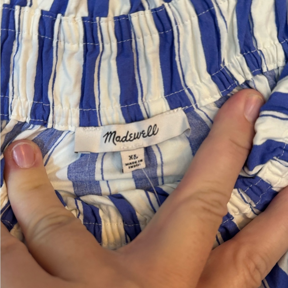 Madewell Blue & White Vertical-Stripe Spaghetti Strap Maxi Dress - Picture 7 of 11
